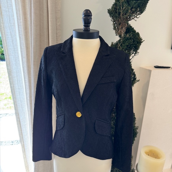 Smythe Black Lace Blazer with Gold Button - Size 10 - Picture 3 of 11